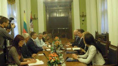 25 July 2013 National Assembly Speaker Dr Nebojsa Stefanovic receives Lithuanian Foreign Minister and Chair of EU Council of Ministers Linas Linkevicius 